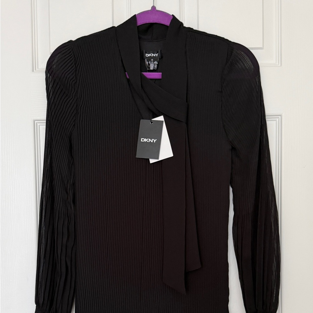 DKNY Elegant Black Mini Dress - Long Sleeve- NWT